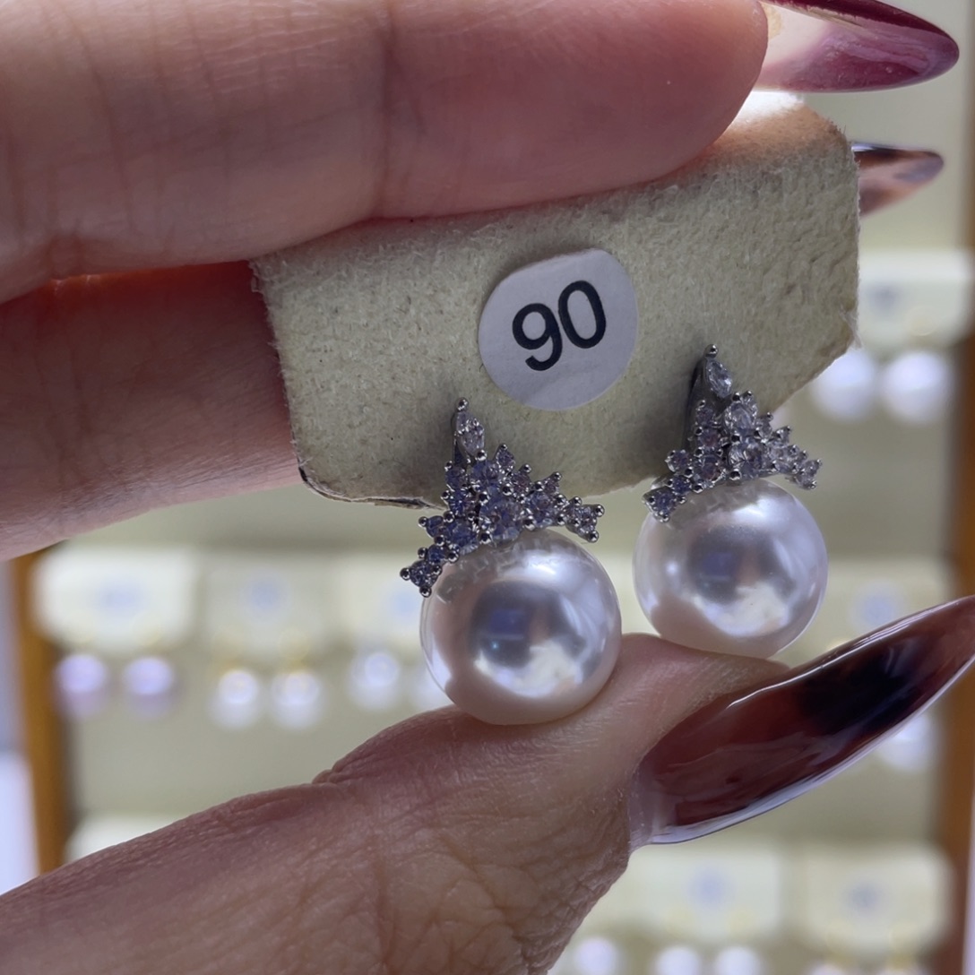 淡水珍珠耳饰银S925镶嵌