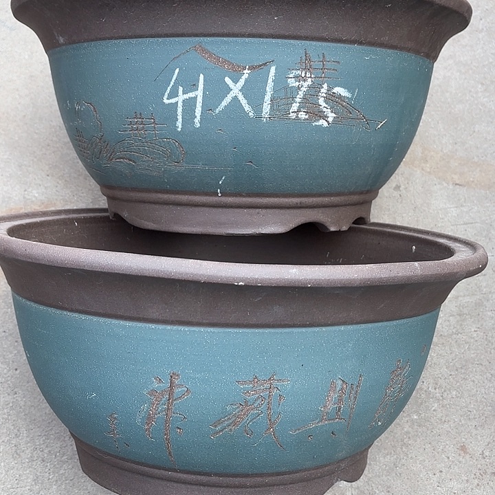 紫砂花盆100-2。 41-20