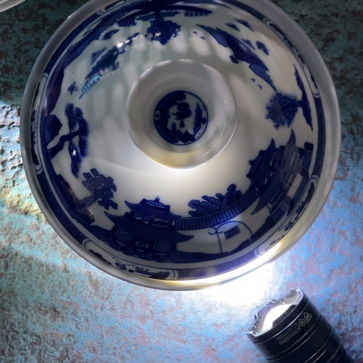 盖碗陶瓷青花梧桐矮合合器