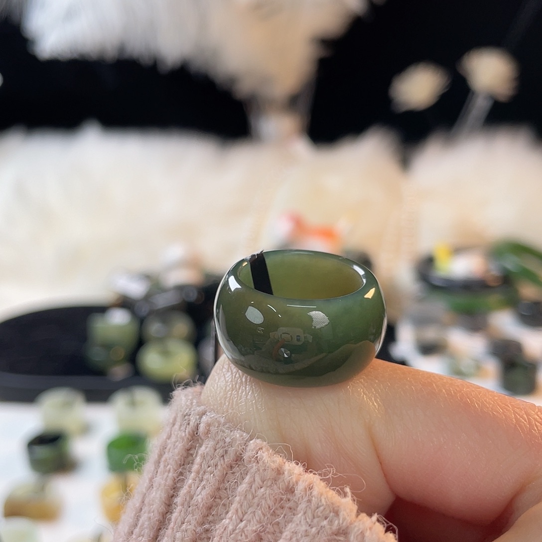 、****和田玉未镶嵌戒指k14且末蓝墩墩17.5mm