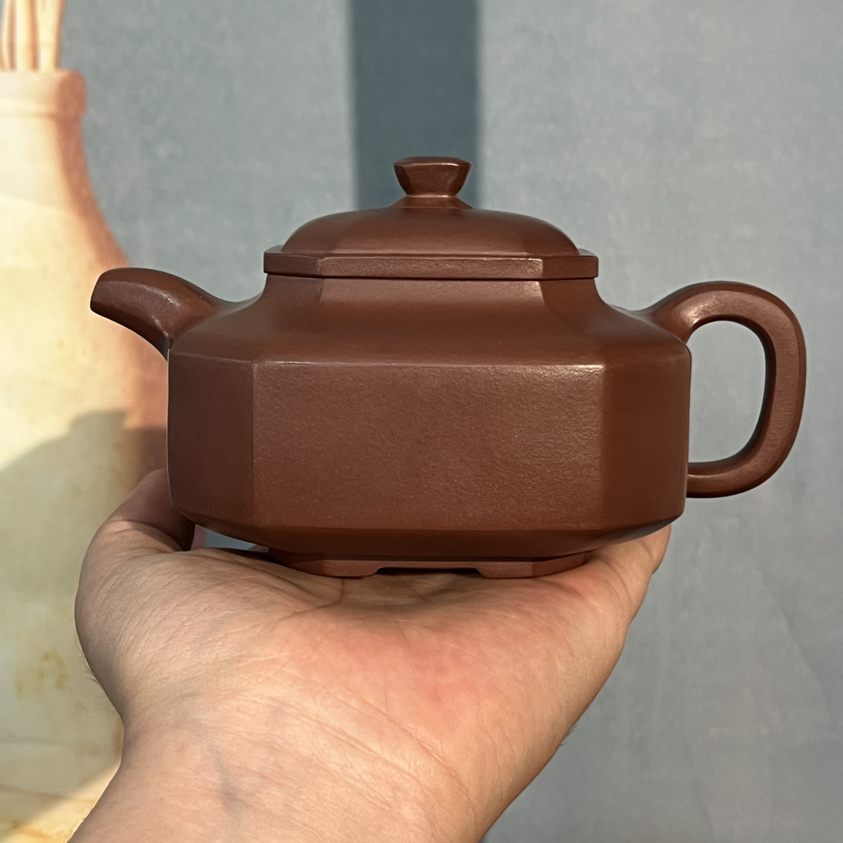 宜兴紫砂壶紫泥全手工景州八方400毫升左右