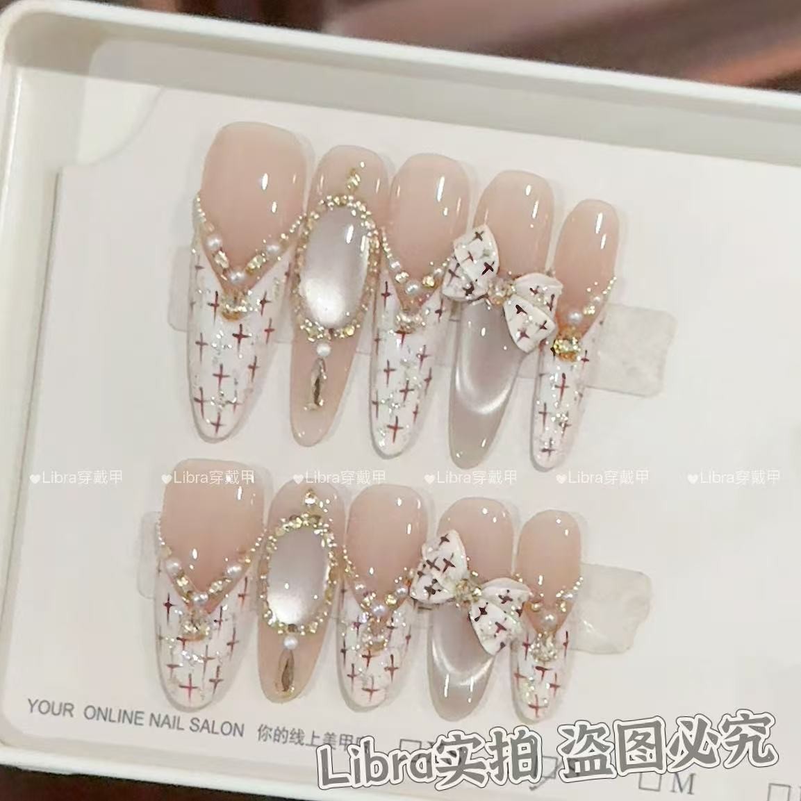 【奶油小香】纯手工穿戴甲美甲贴片可拆卸指甲贴片10片装