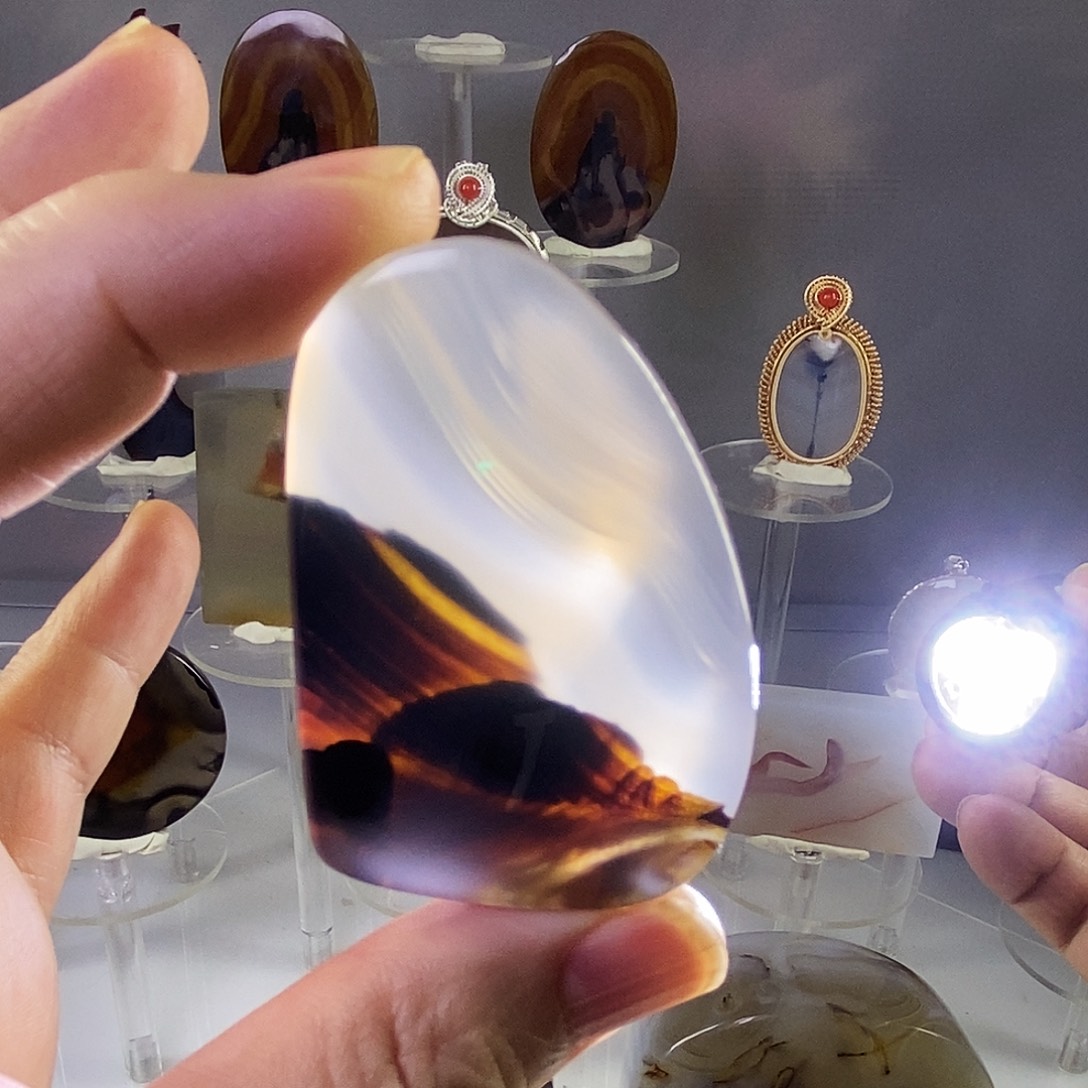 合成碳硅石非金属时尚图纹画面石饰品