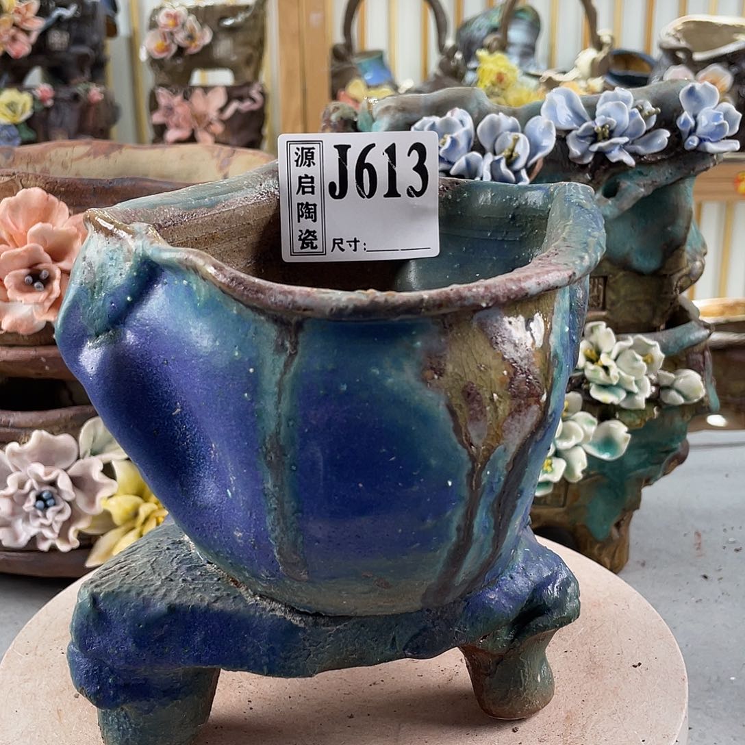紫砂花盆景德镇陶瓷花盆613