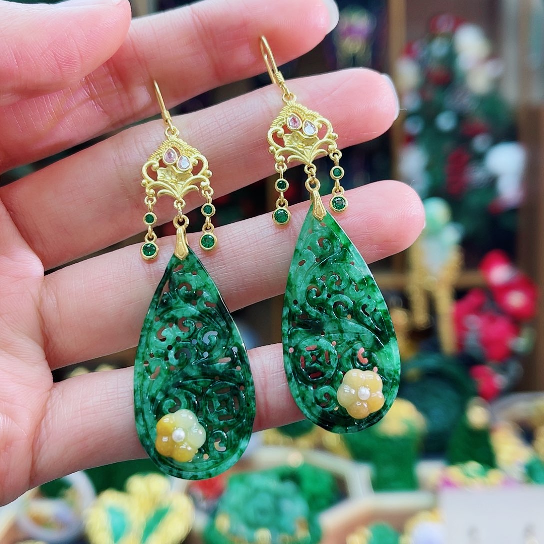 合金翡翠耳饰48小时鉴赏期1