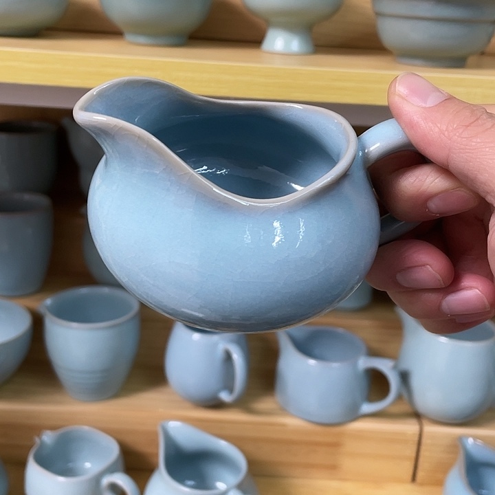 公道杯天青谢朝伟鸭嘴公道杯支钉满釉