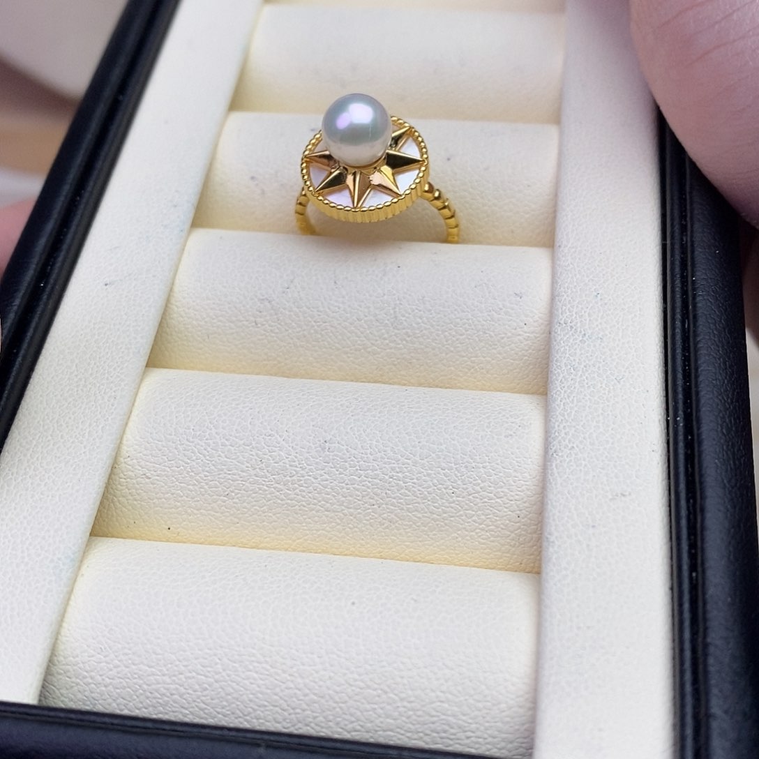 海水珍珠戒指银S925镶嵌