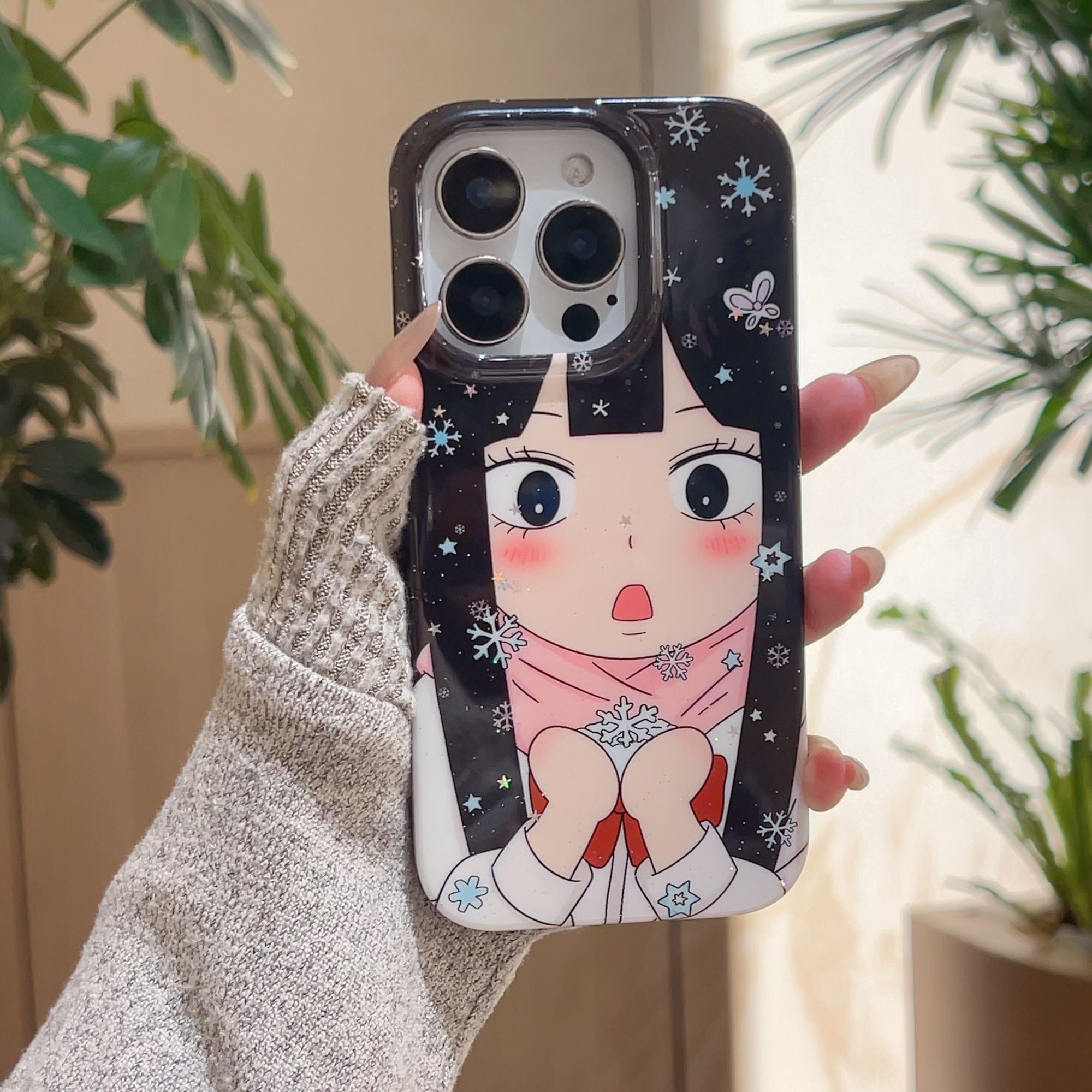 可爱雪花黑沼爽子适用14苹果17promax漫画15pro少女13手机壳16pro