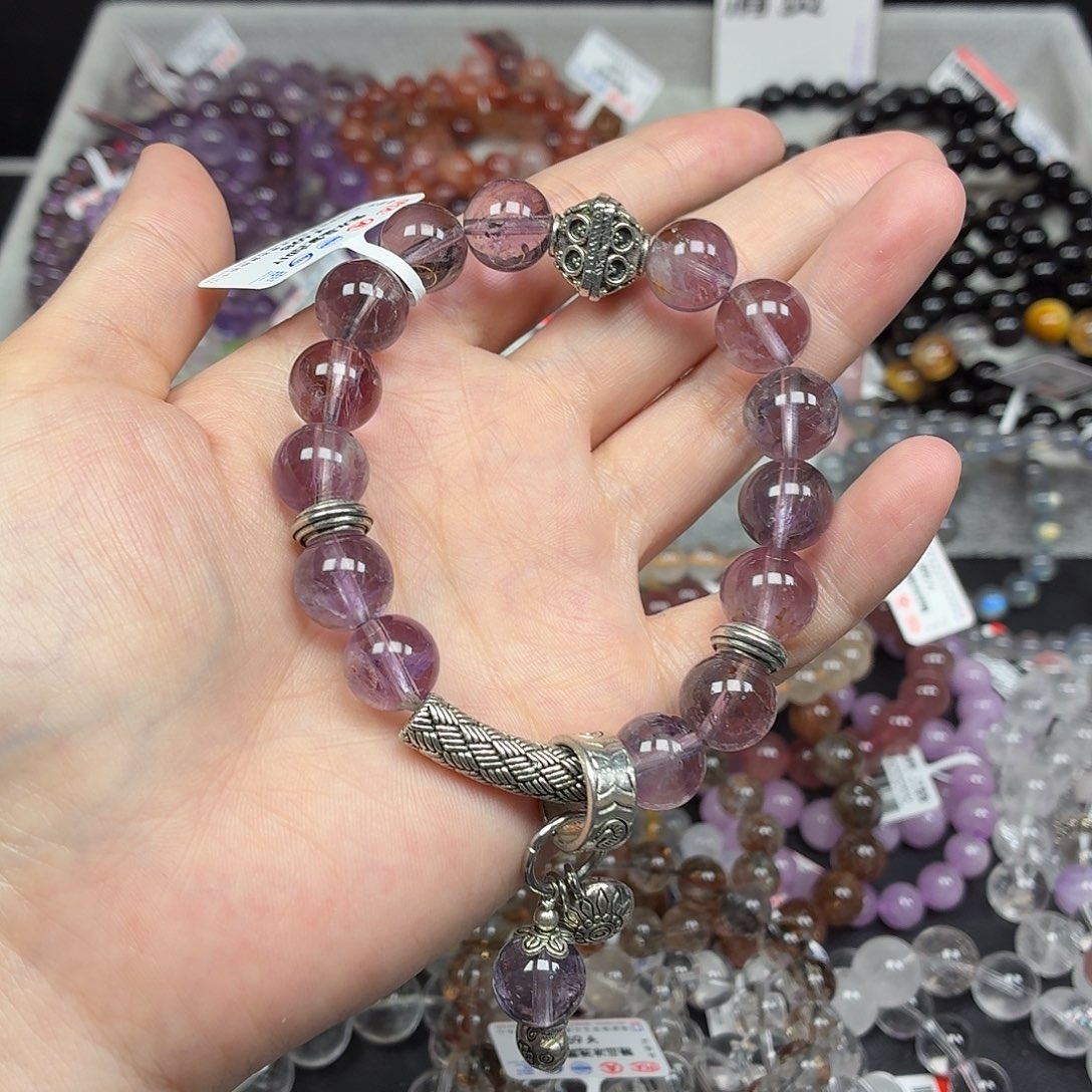 未镶嵌水晶手串卡11紫水晶复古diy37