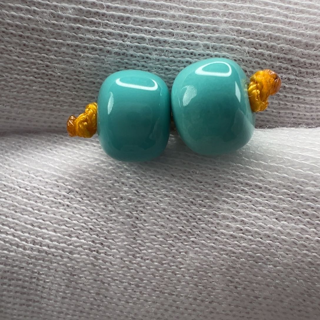 绿松石未镶嵌老型对珠7.4*5.8