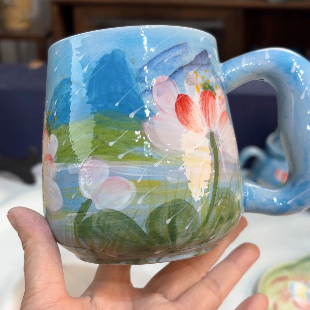 景德镇手绘高温釉下彩陶瓷茶具