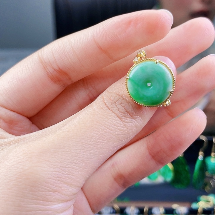 翡翠戒指银S925镶嵌饰品