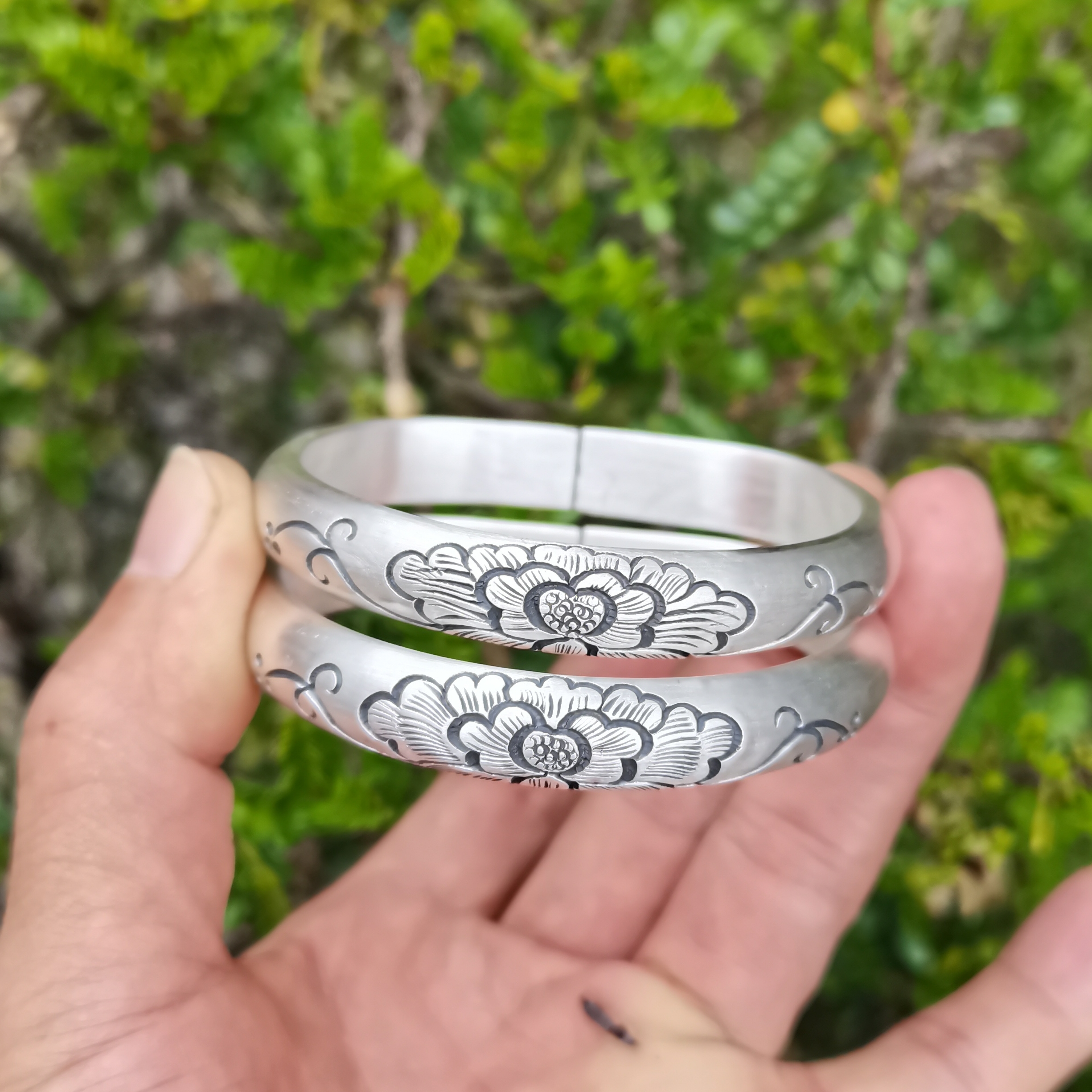 足银手镯 马蹄型足银手镯 泥鳅背足银手镯 手工手镯 马蹄型泥鳅背