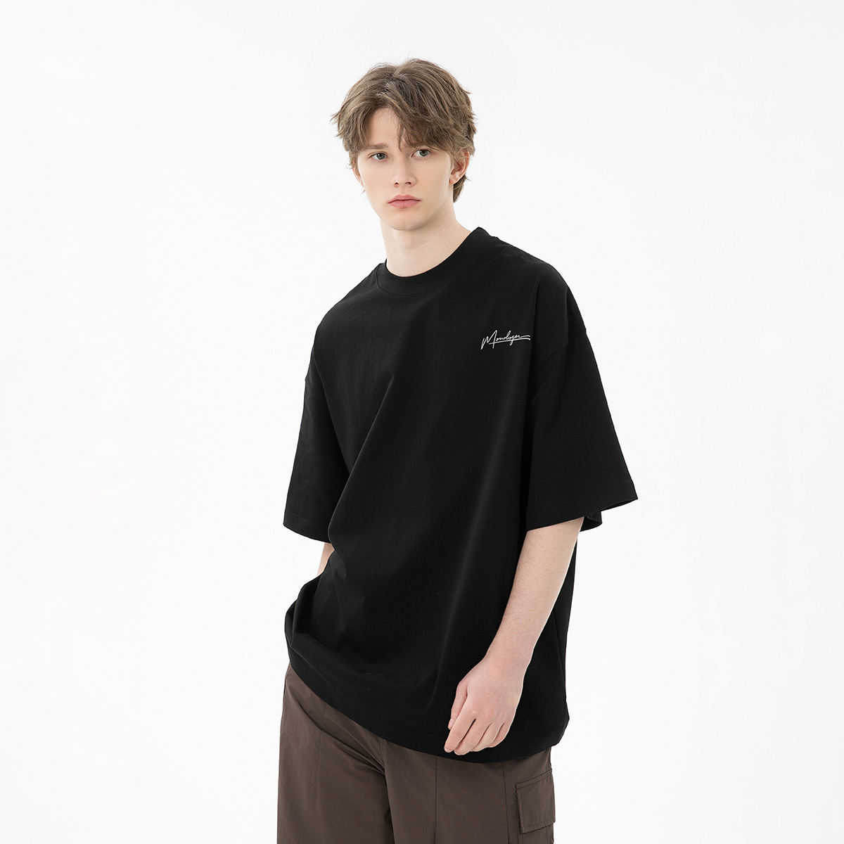 Jaaniste纯棉夏季短袖T恤男士时尚休闲百搭宽松情侣潮流圆领半袖