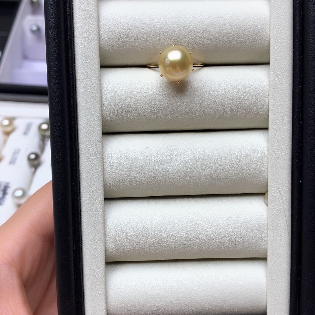 海水珍珠戒圈银S925镶嵌10-11mm