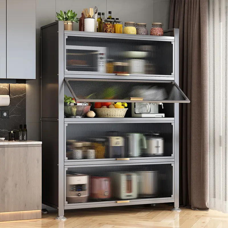 带门多层置物架多功能厨房收纳储物柜防尘杂物柜落地餐边柜