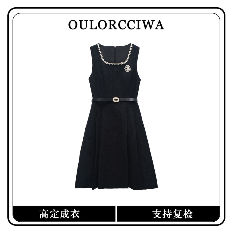 【心蕊A14】连衣裙时尚马甲小香风女装法式OLQW-1946-黑色-