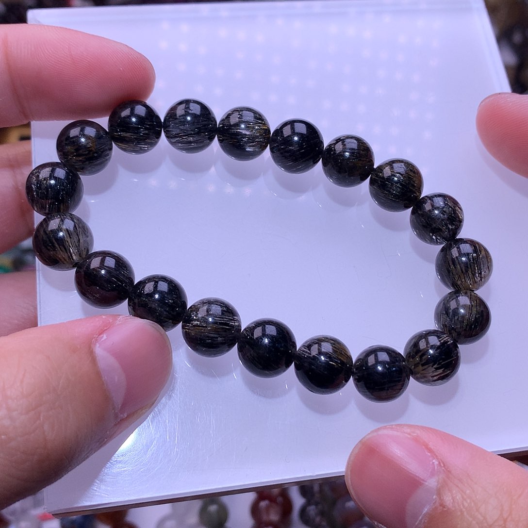 水晶手串未镶嵌10.5mm黑发晶