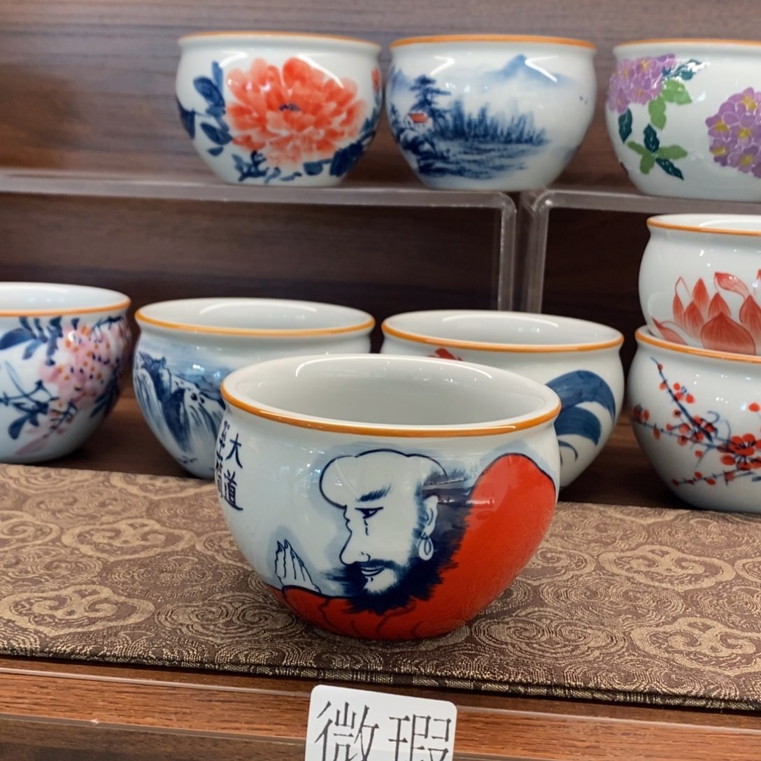 釉下彩老陶泥手工绘制