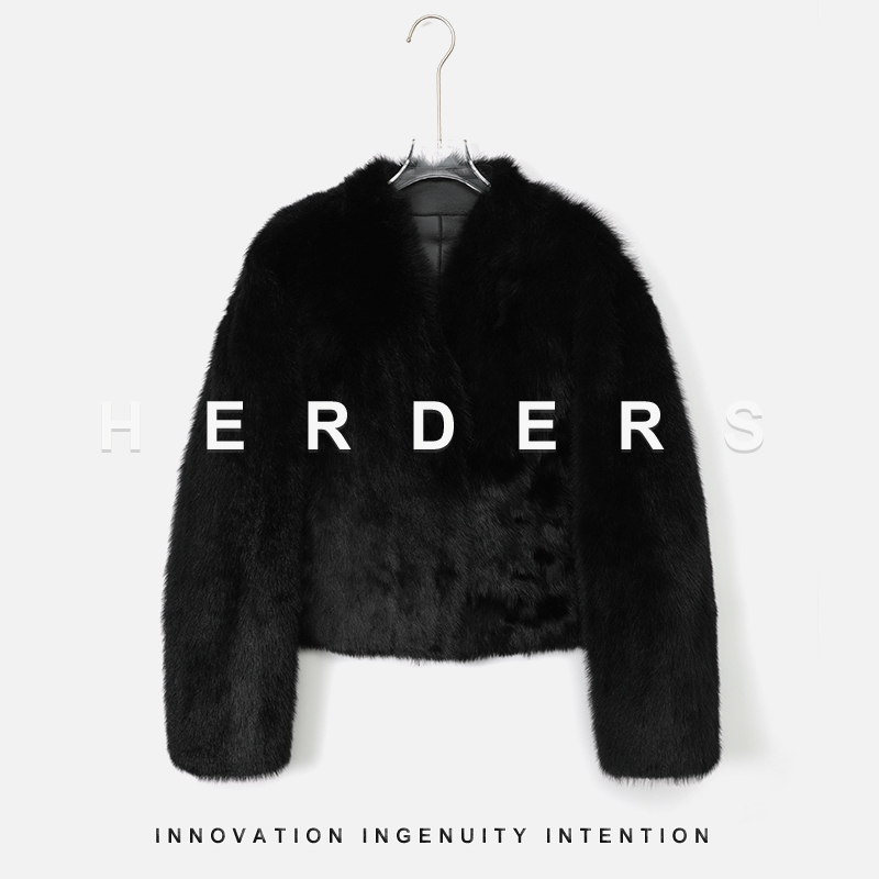 HERDERS 短款V领多色皮毛一体外套 52136