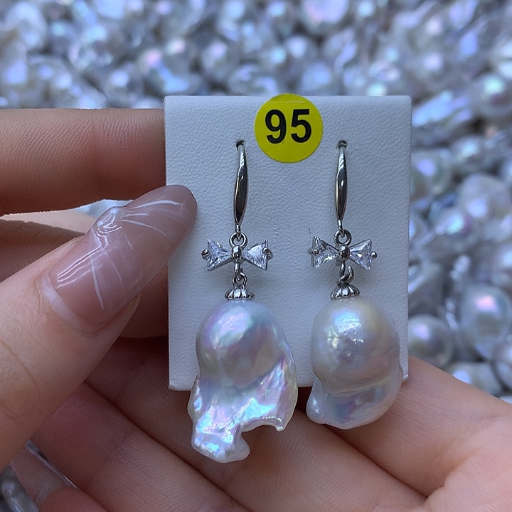 淡水珍珠耳饰银S925镶嵌