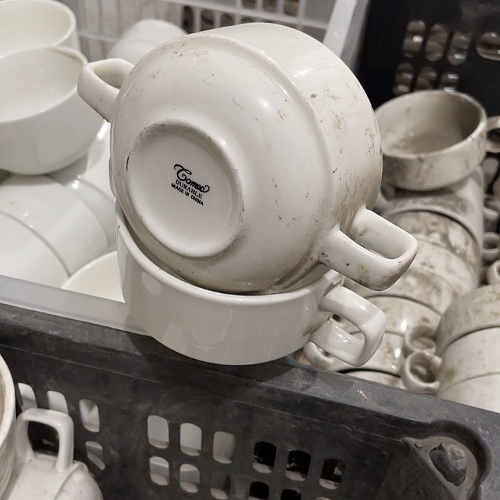 瓷片强化瓷美印双耳早餐杯一对