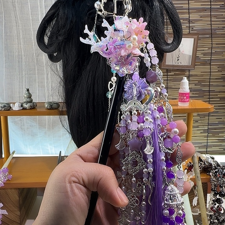 迷****蛇纹石玉合金发饰