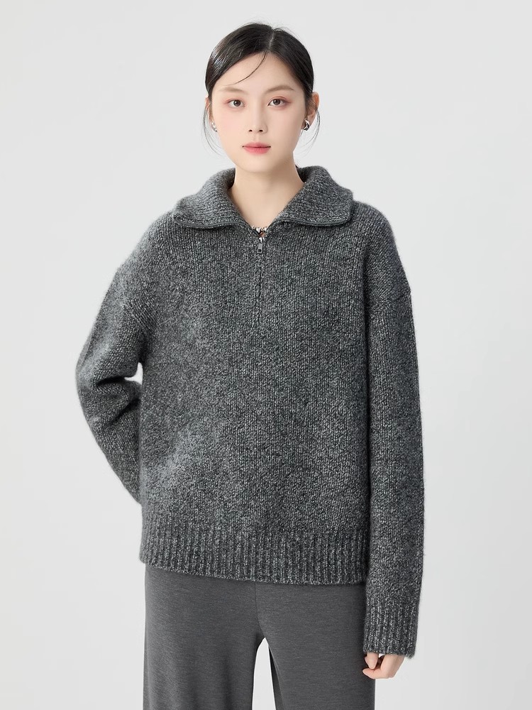 【商场同款】翻领针织衫外套时尚减龄休闲套头针织衫女秋冬1399761