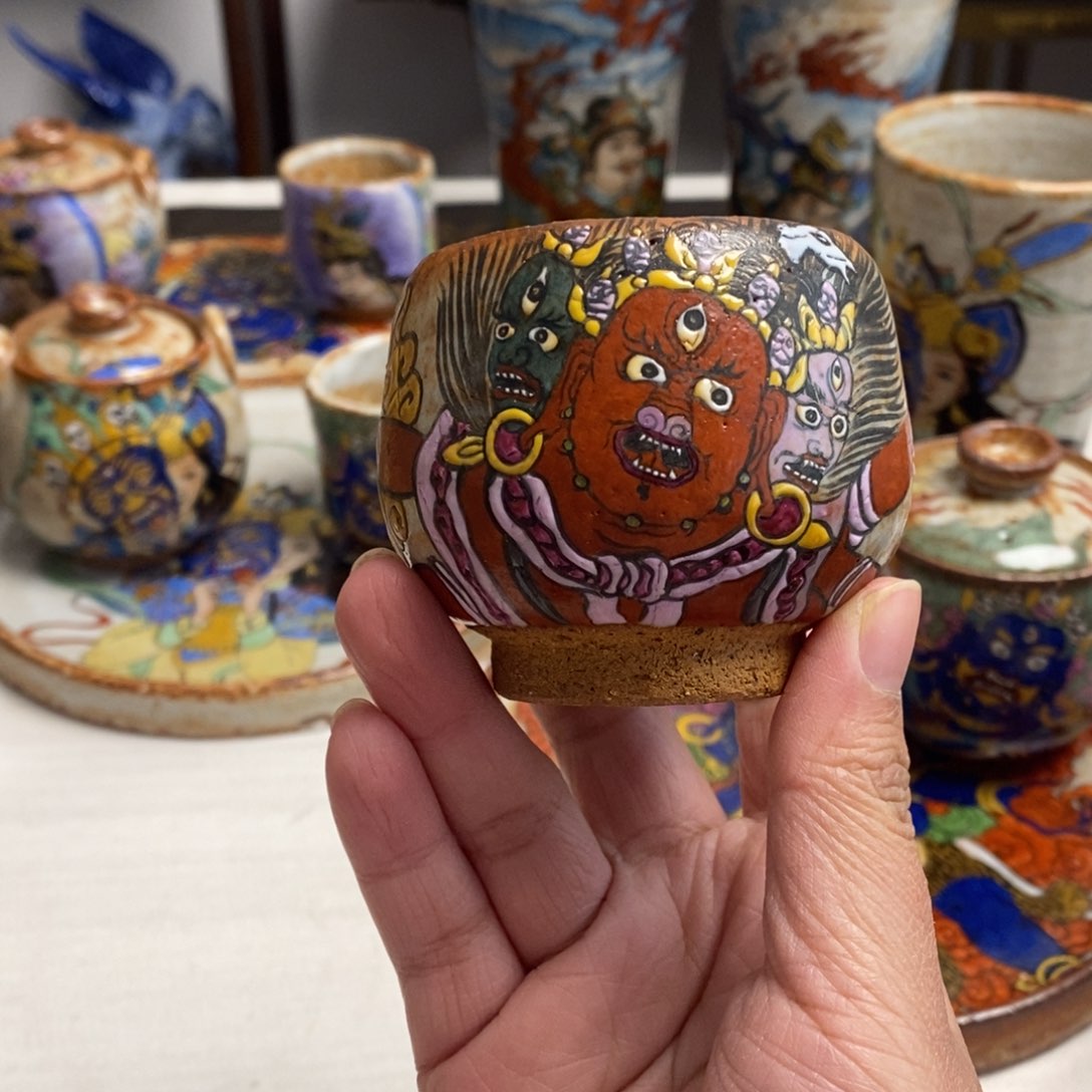 手工手绘马头明王茶杯