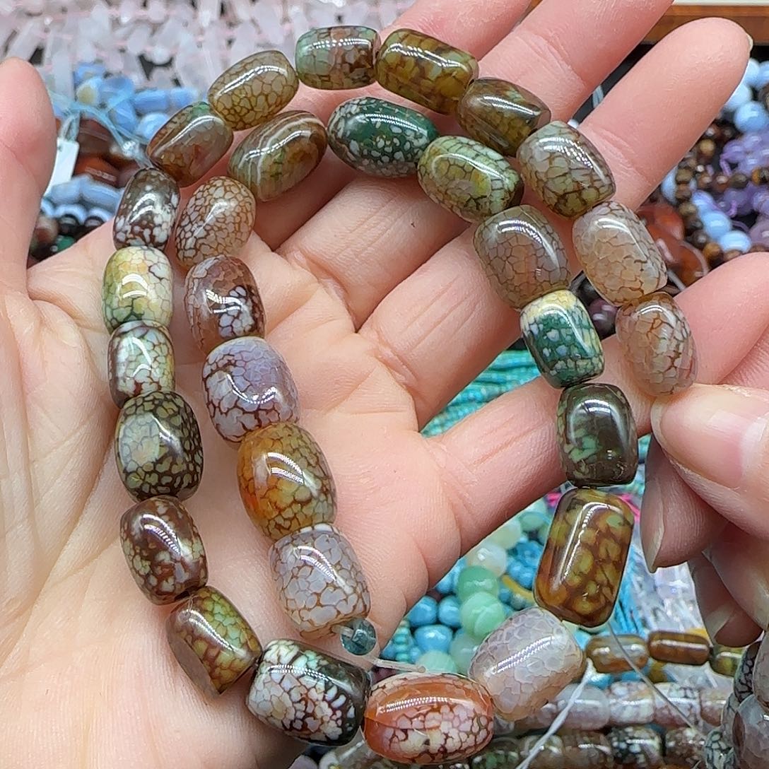 玛瑙/玉髓珠宝半成品合金菜园子9mm桶珠一条