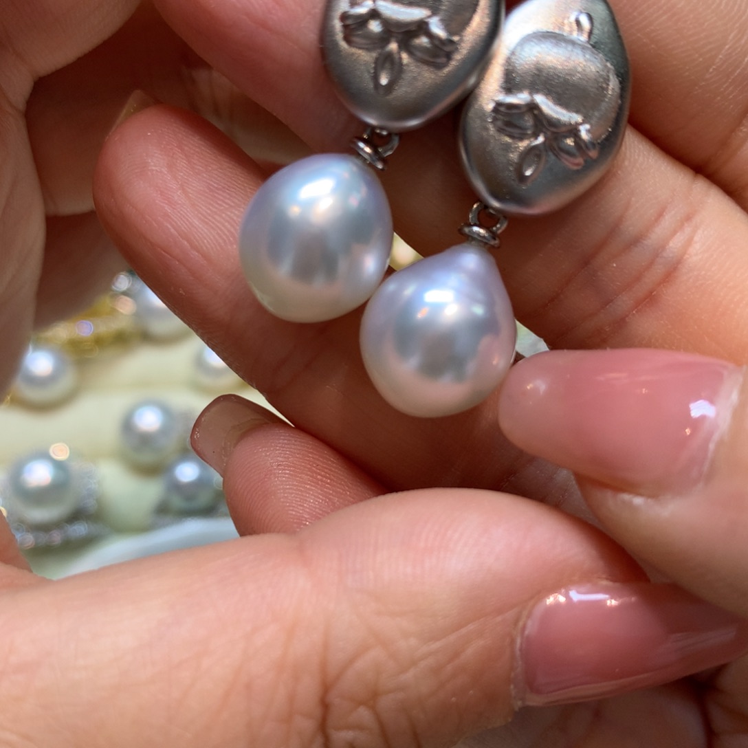 海水珍珠耳饰银S925镶嵌