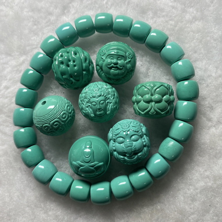 【005】湖北十堰绿饰品散珠雕刻摆件可爱创意中式工艺品