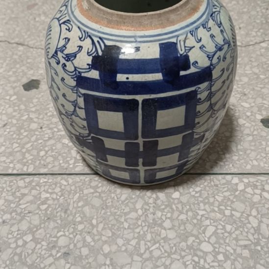 陶摆件双双双喜临门罐罐摆件青花陶瓷摆件青花陶瓷