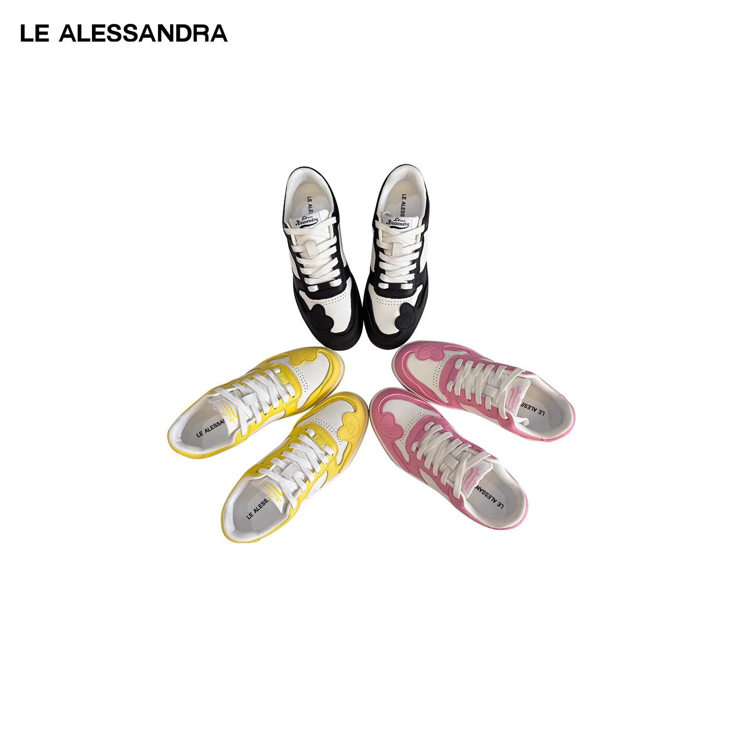 【杨紫同款】品牌直营 LE ALESSANDRA Herts小牛皮厚底白色板鞋女