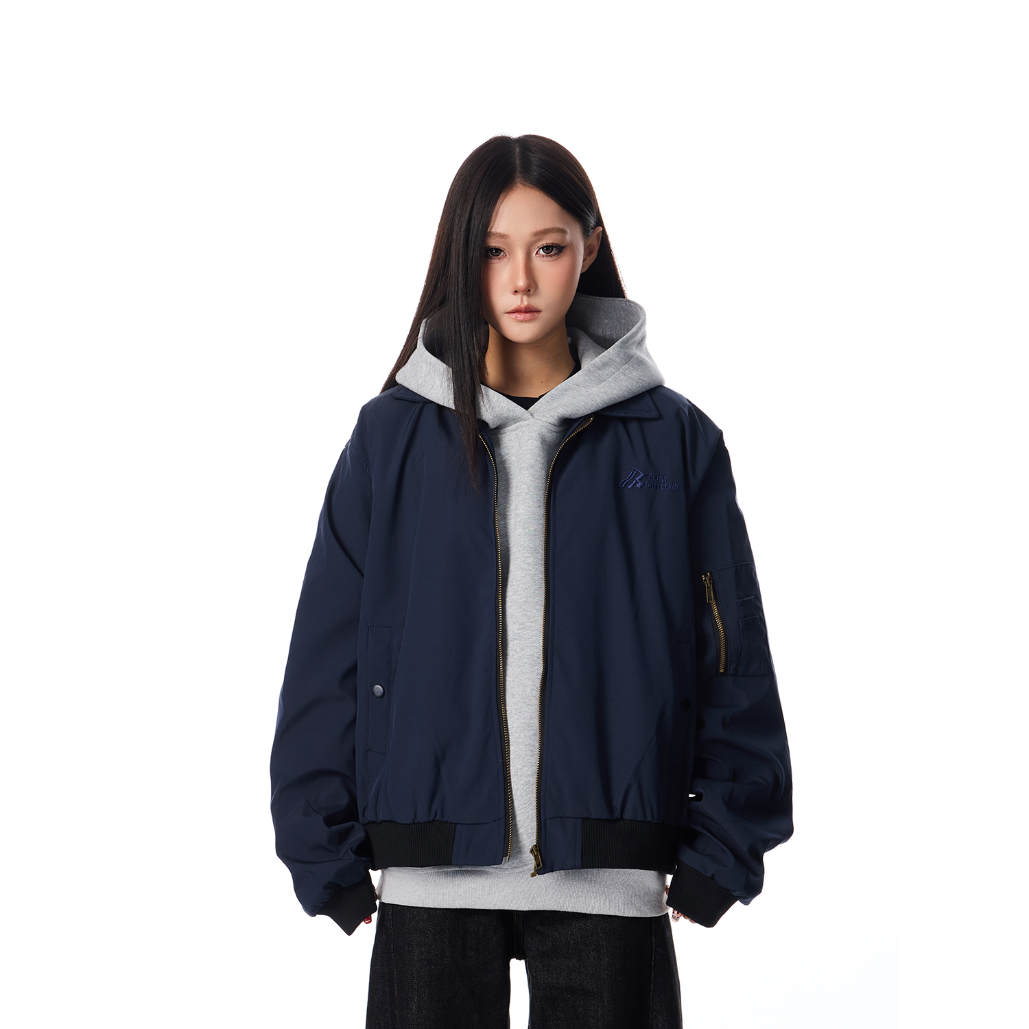 SREK美式复古翻领棒球服男女款秋冬季宽松休闲百搭夹克外套潮牌