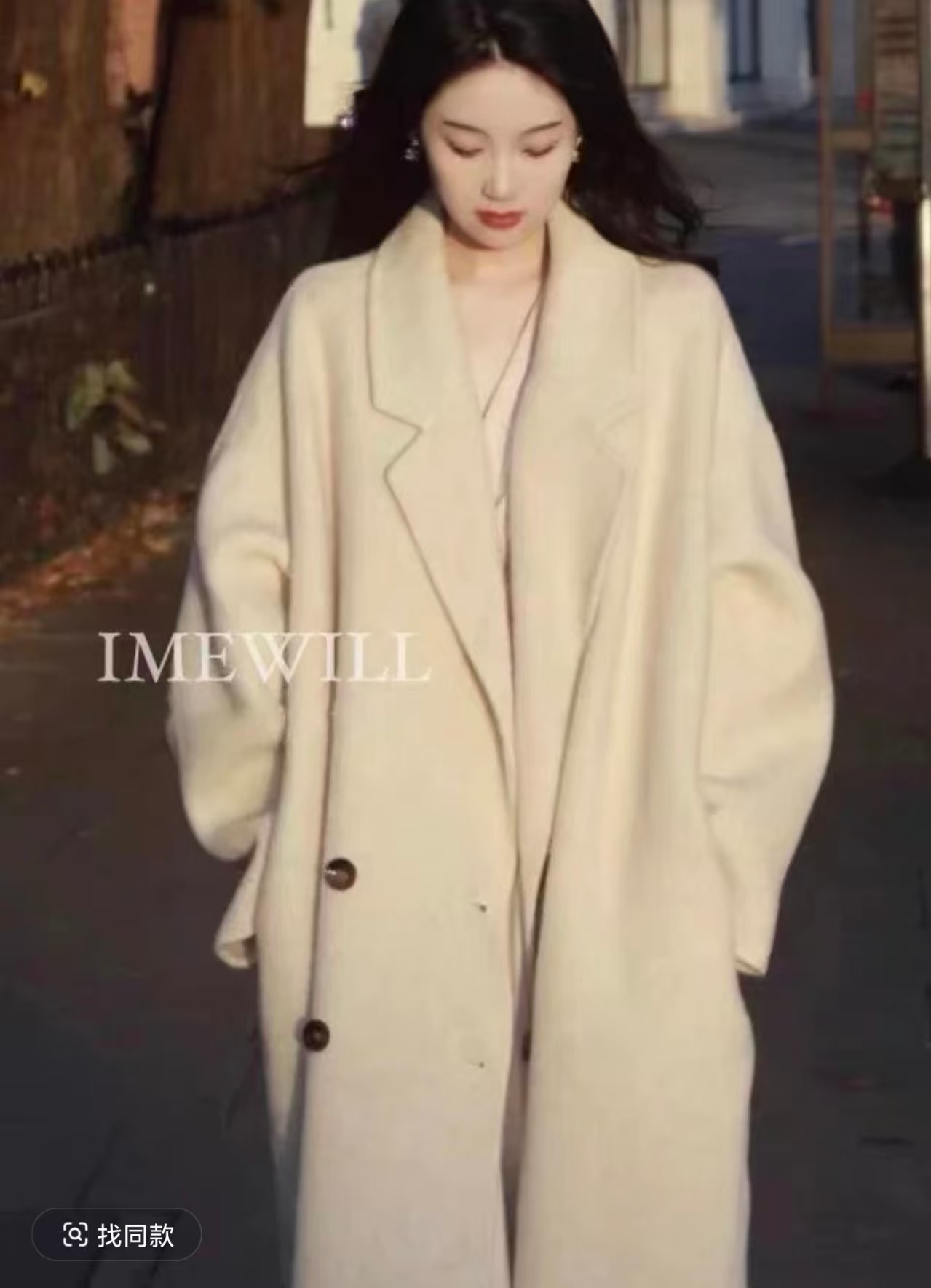 冰冰专属羊毛大衣时尚休闲百搭中长款宽松连帽韩版秋冬灰色双面