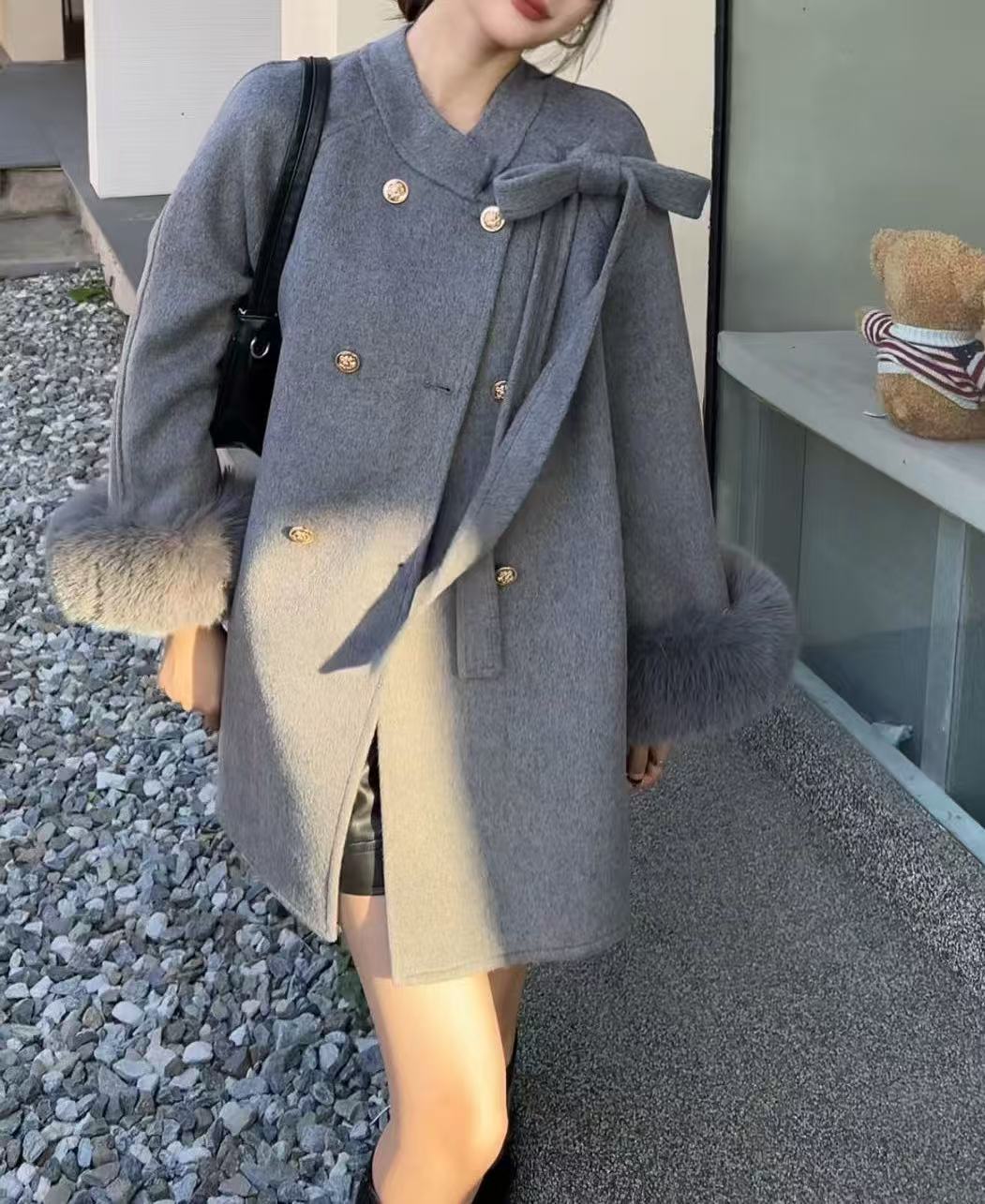 秋冬蝴蝶结百搭气质时尚外套