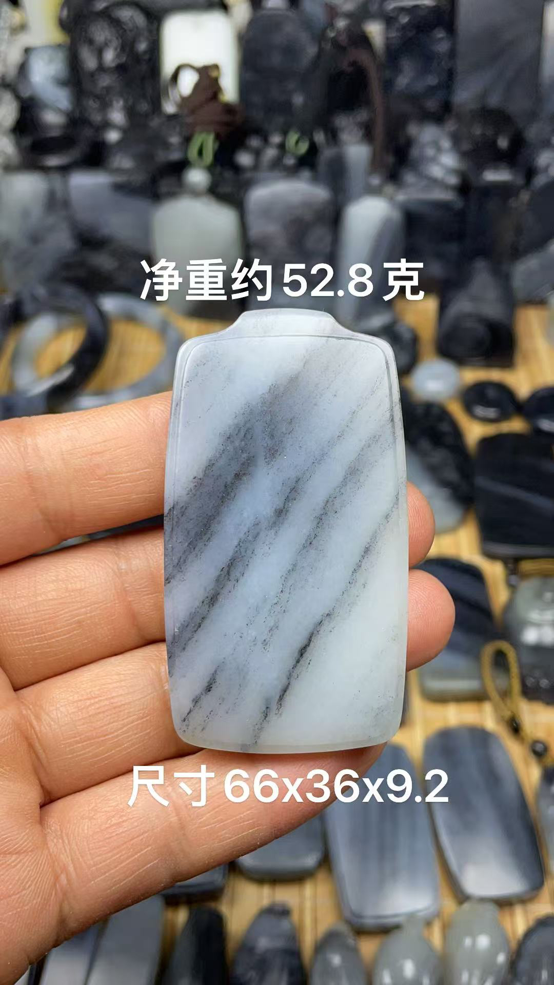 天然和田玉籽 料青花白底墨手工精雕平安无事牌玉佩吊坠挂件