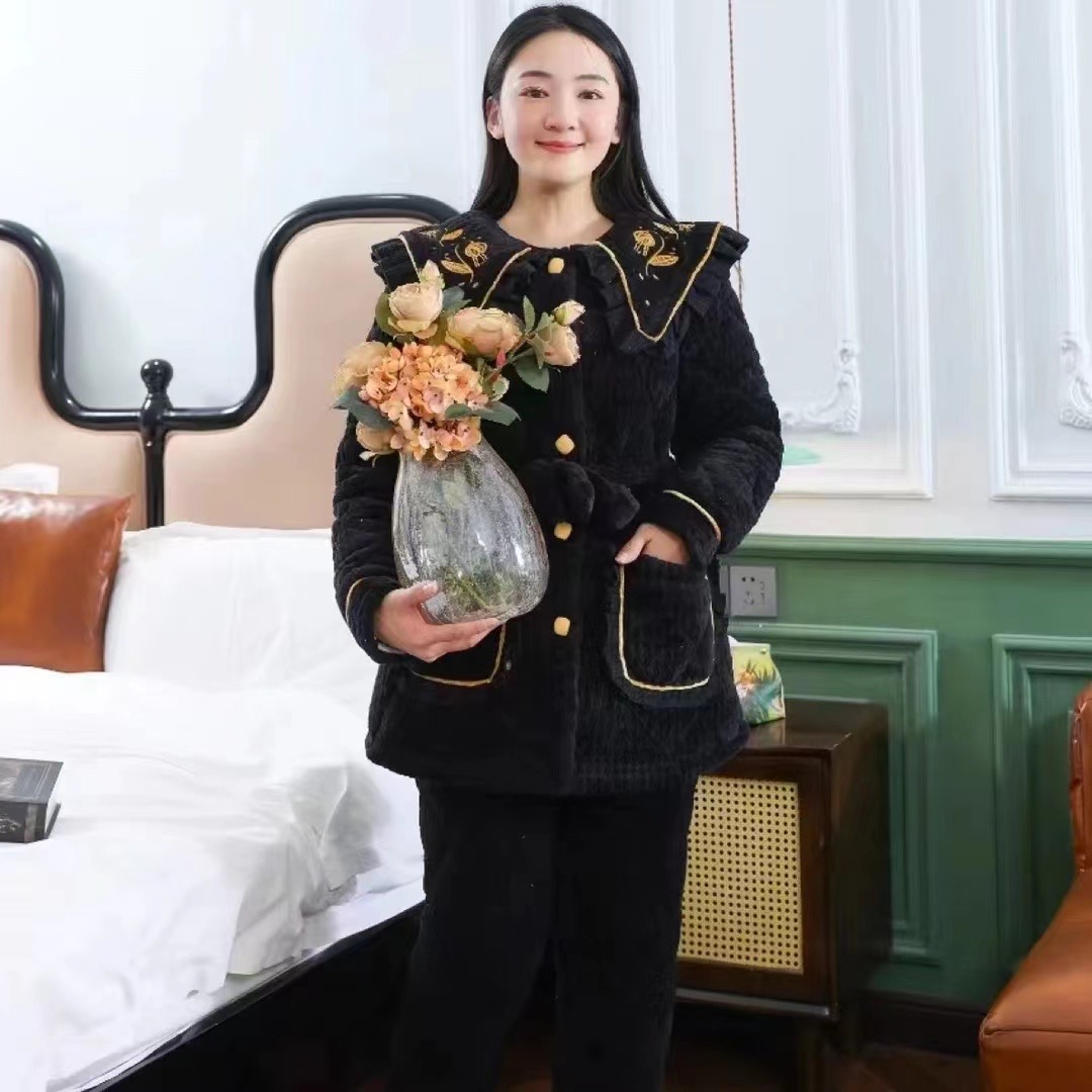 1231-1原创黑金三层夹棉加厚家居外出服