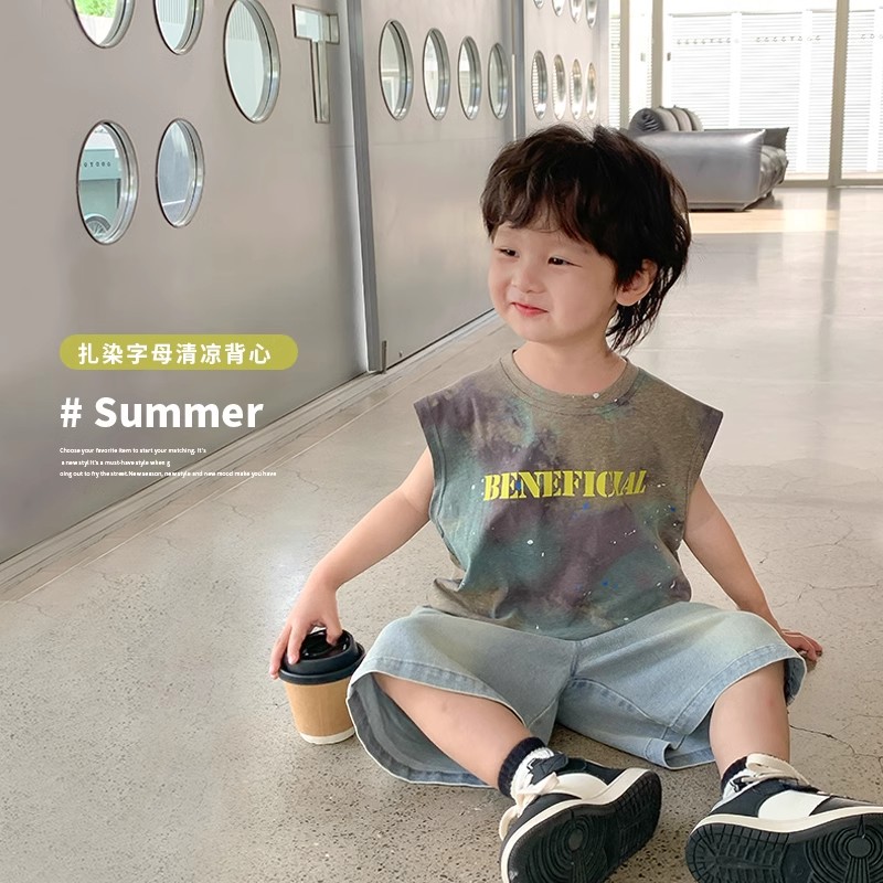 宝宝背心夏季薄款儿童纯棉小童无袖吊带男童夏装坎肩男孩外穿上衣