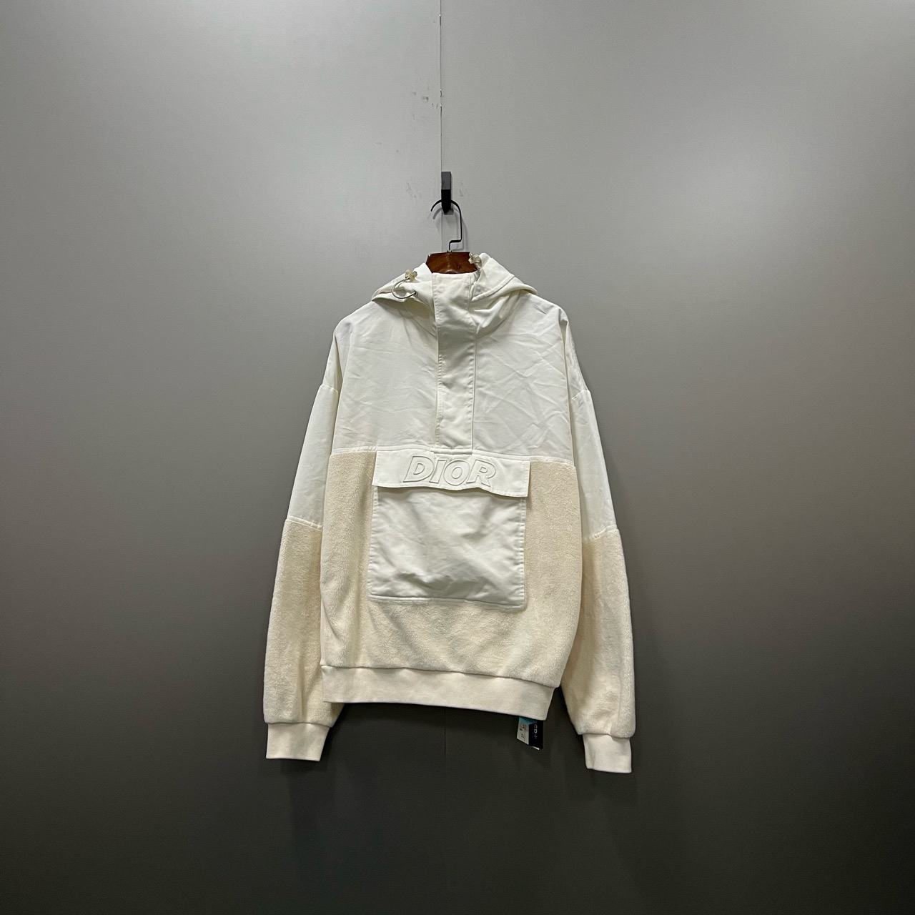 99新 DIOR/迪奥 jp1211 米白色字母半拉链帽衫 S码 202166