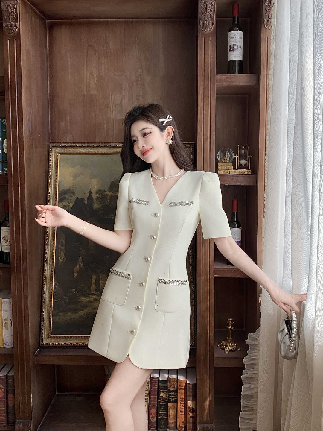 【1501-1600】芸芸高端时尚修身气质复古连衣裙