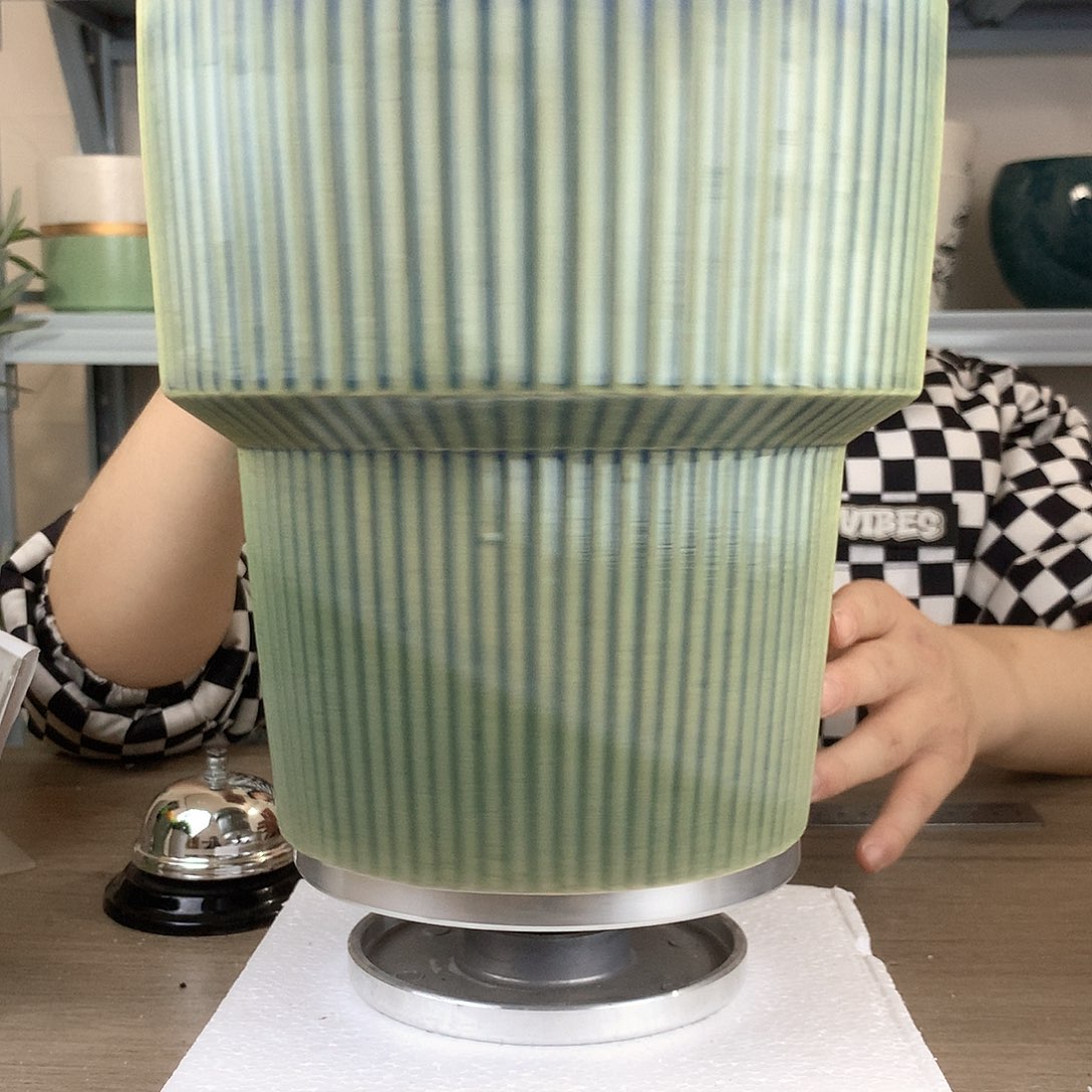 红陶微瑕/树纹图案绿色兰花花盆绿色22x25一个花盆