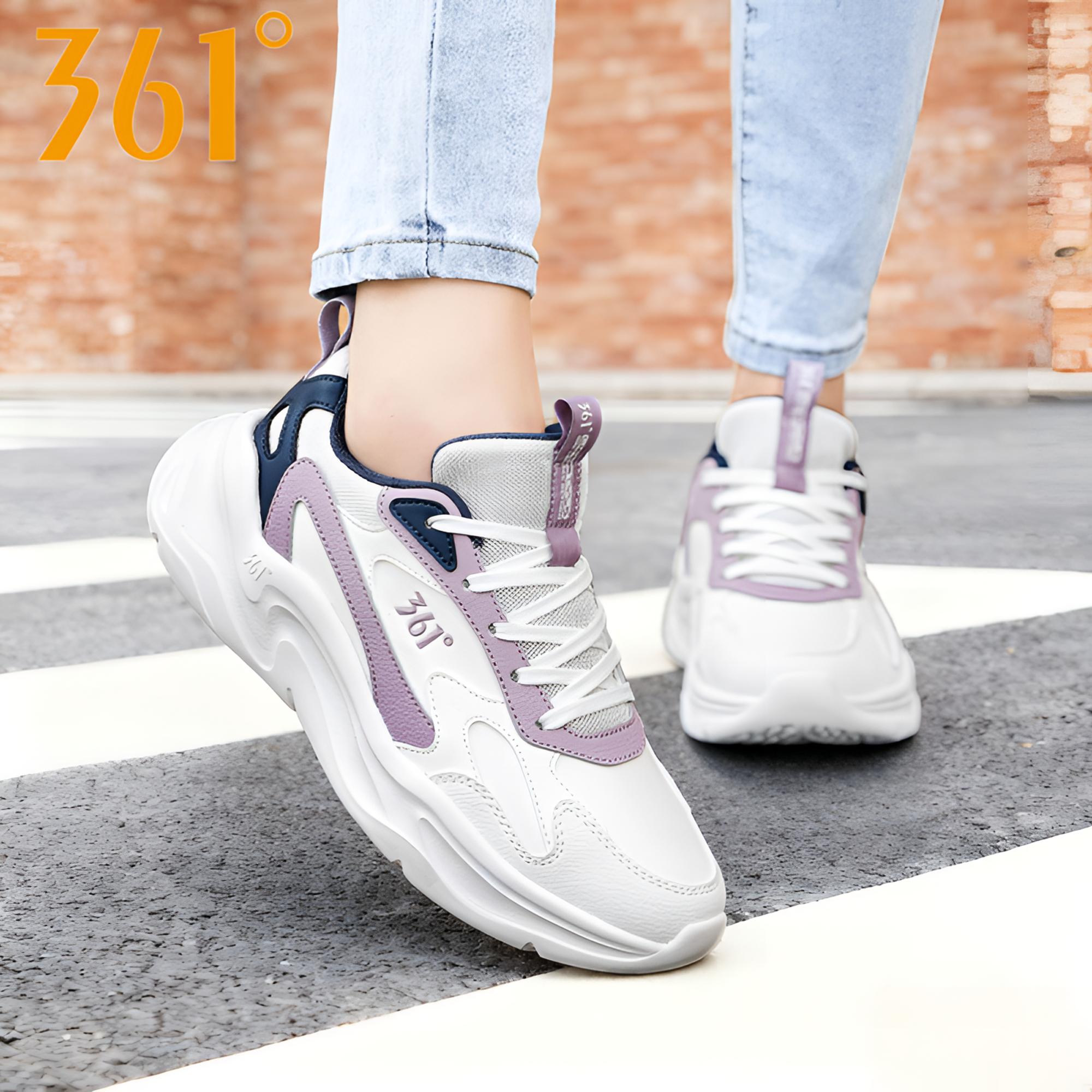 361°女鞋春季新款皮面舒适老爹鞋官方正品轻便厚底增高休闲运动鞋商品图