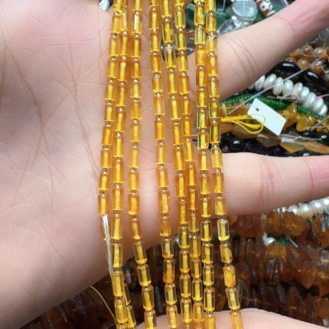 玛瑙/玉髓合金珠宝半成品一条3x5mm蜜蜡管珠