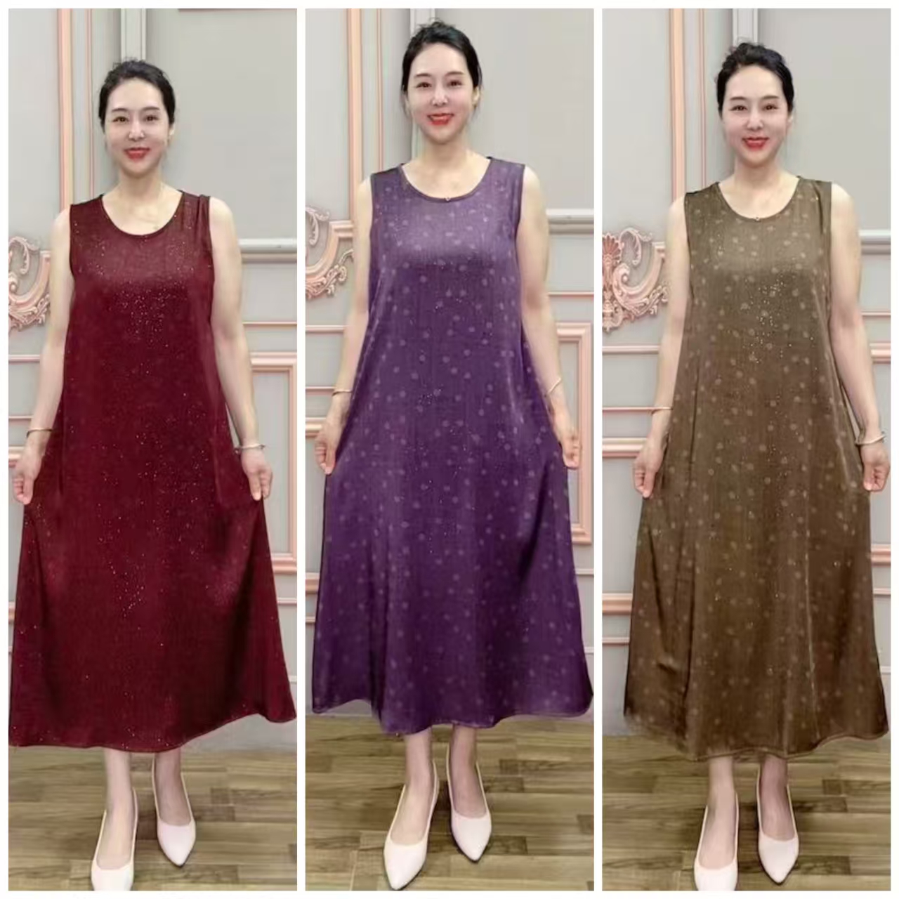 GUQIYUN/古琦云夏季新款遮肉显瘦高端大气时尚无袖连衣裙2805