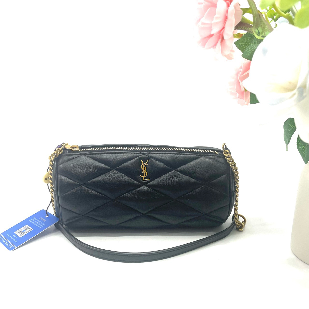 95新 YSL/圣罗兰  98新Sade mini黑金小圆筒包腋下包