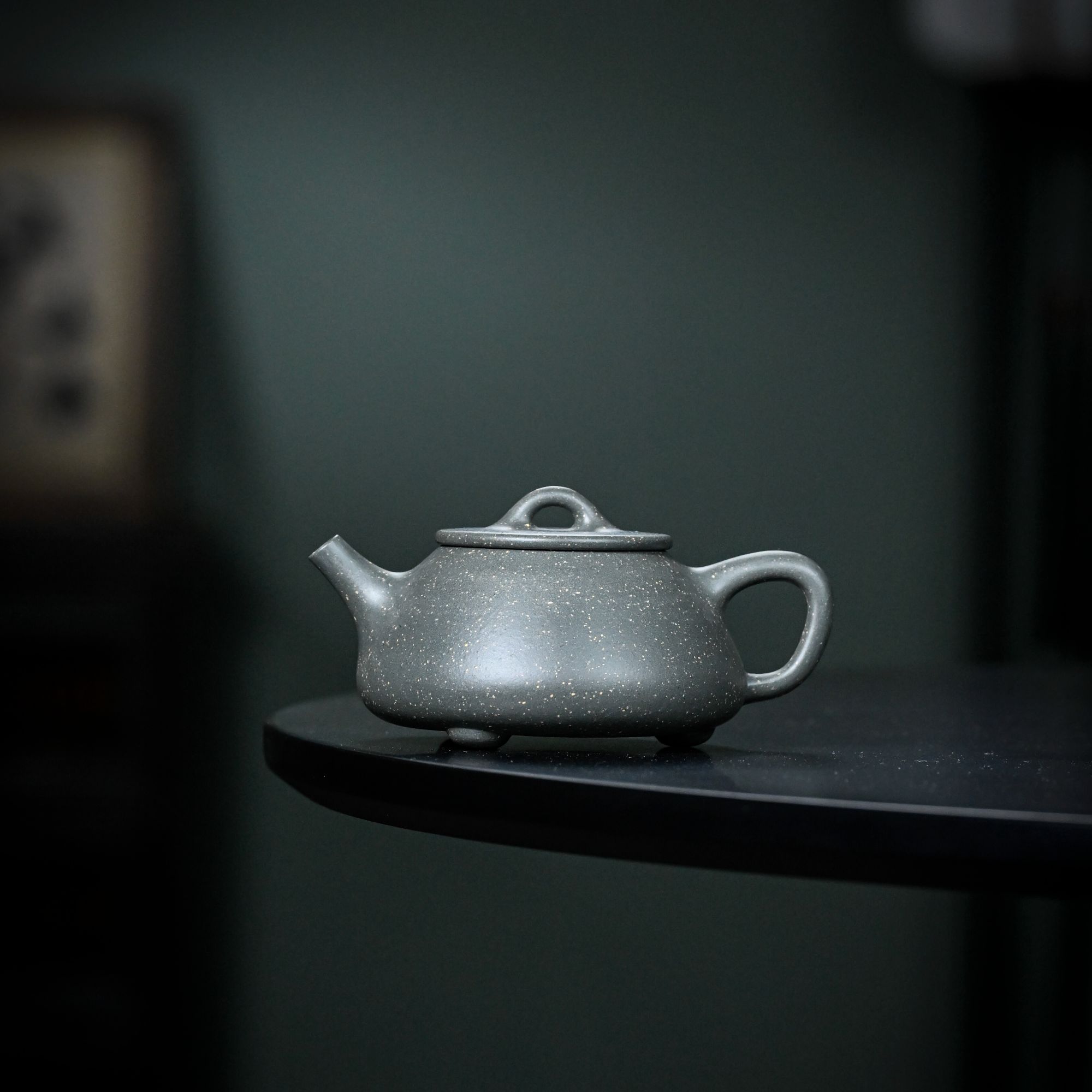 【豆青·平盖石瓢壶】宜兴原矿豆青精工制平盖石瓢壶 160CC