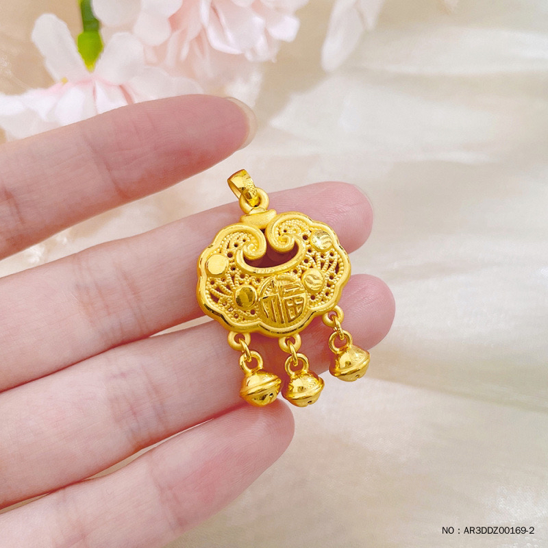 足金硬金小福锁（免费编绳）