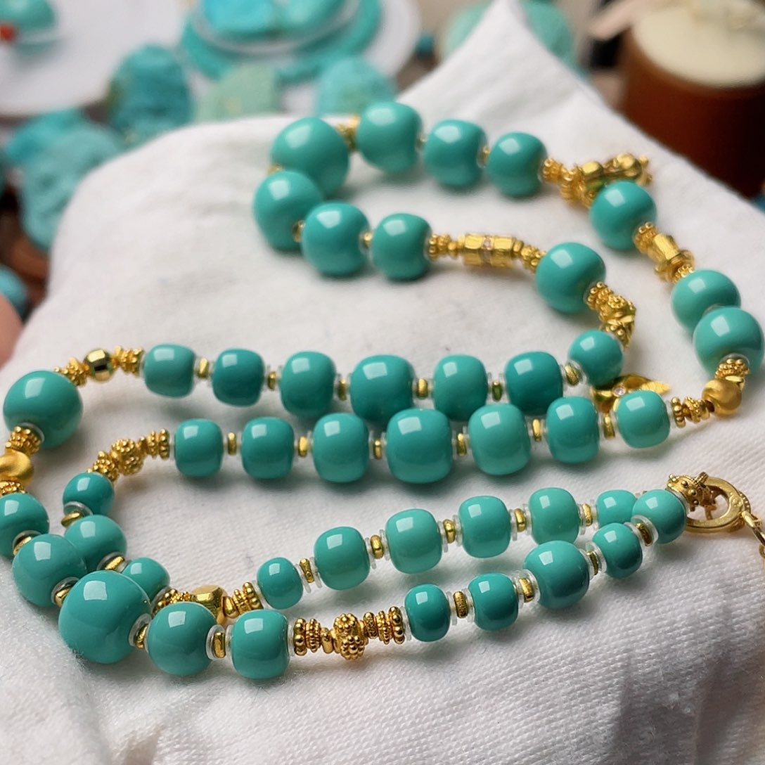 绿松石珠宝半成品18K金镶嵌